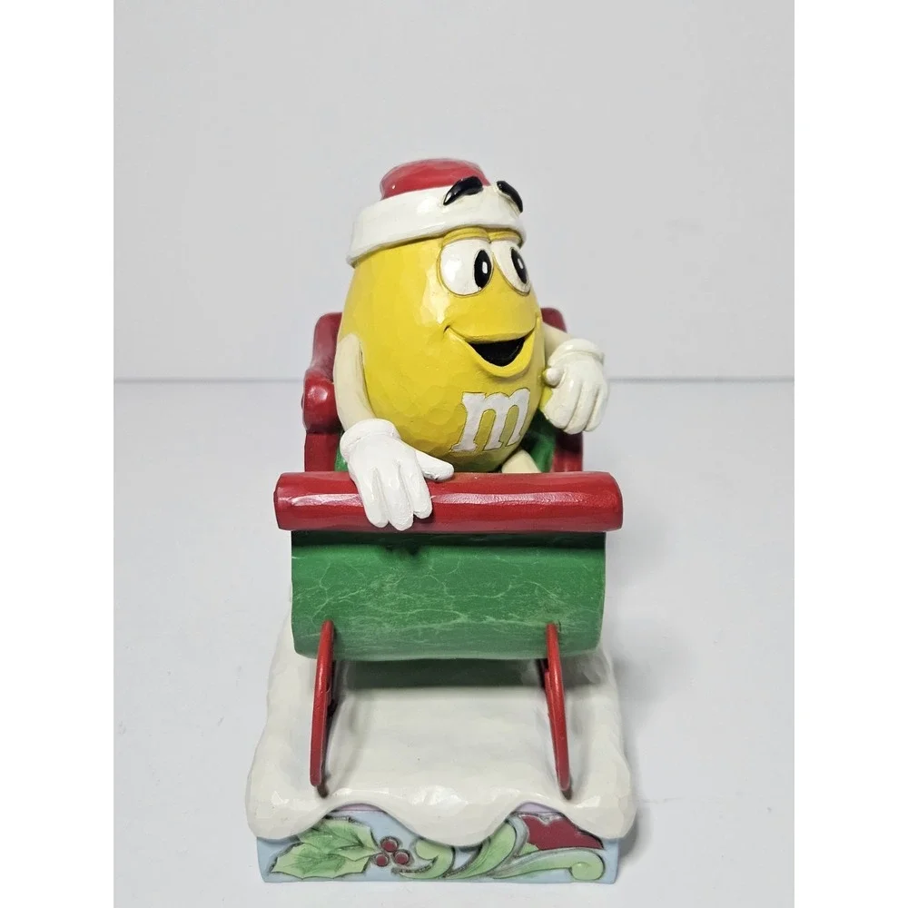 Jim Shore M&M'S Yellow Character A Sweet Ride Sleigh Christmas Figurine 6015683